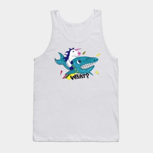 Unicorn Riding Shark hand drawn Tank Top